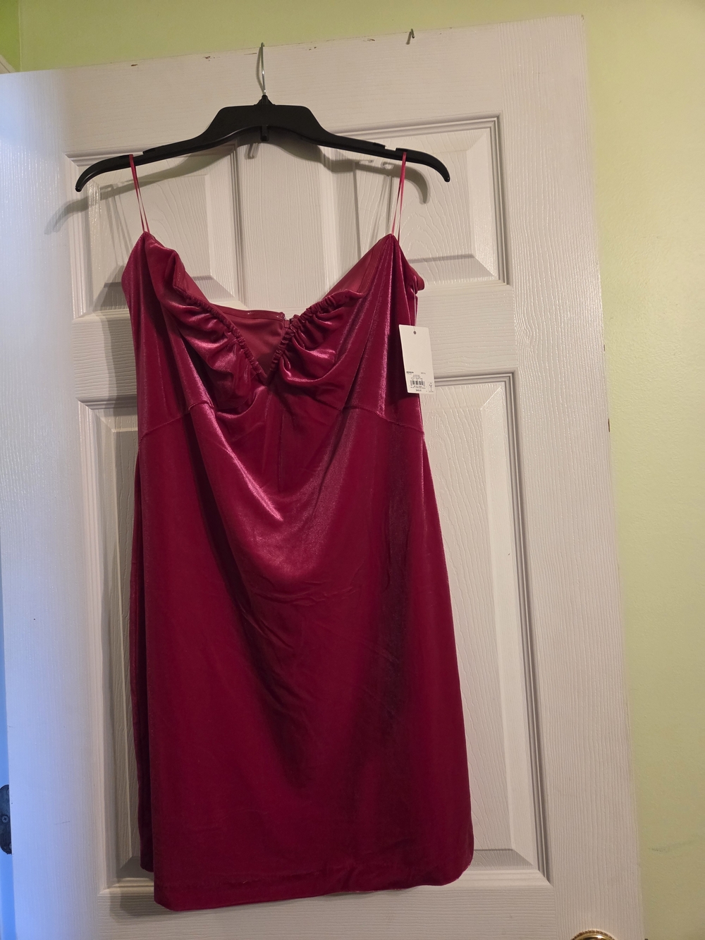 Fuchsia Velvet Slip Dress with V Neck